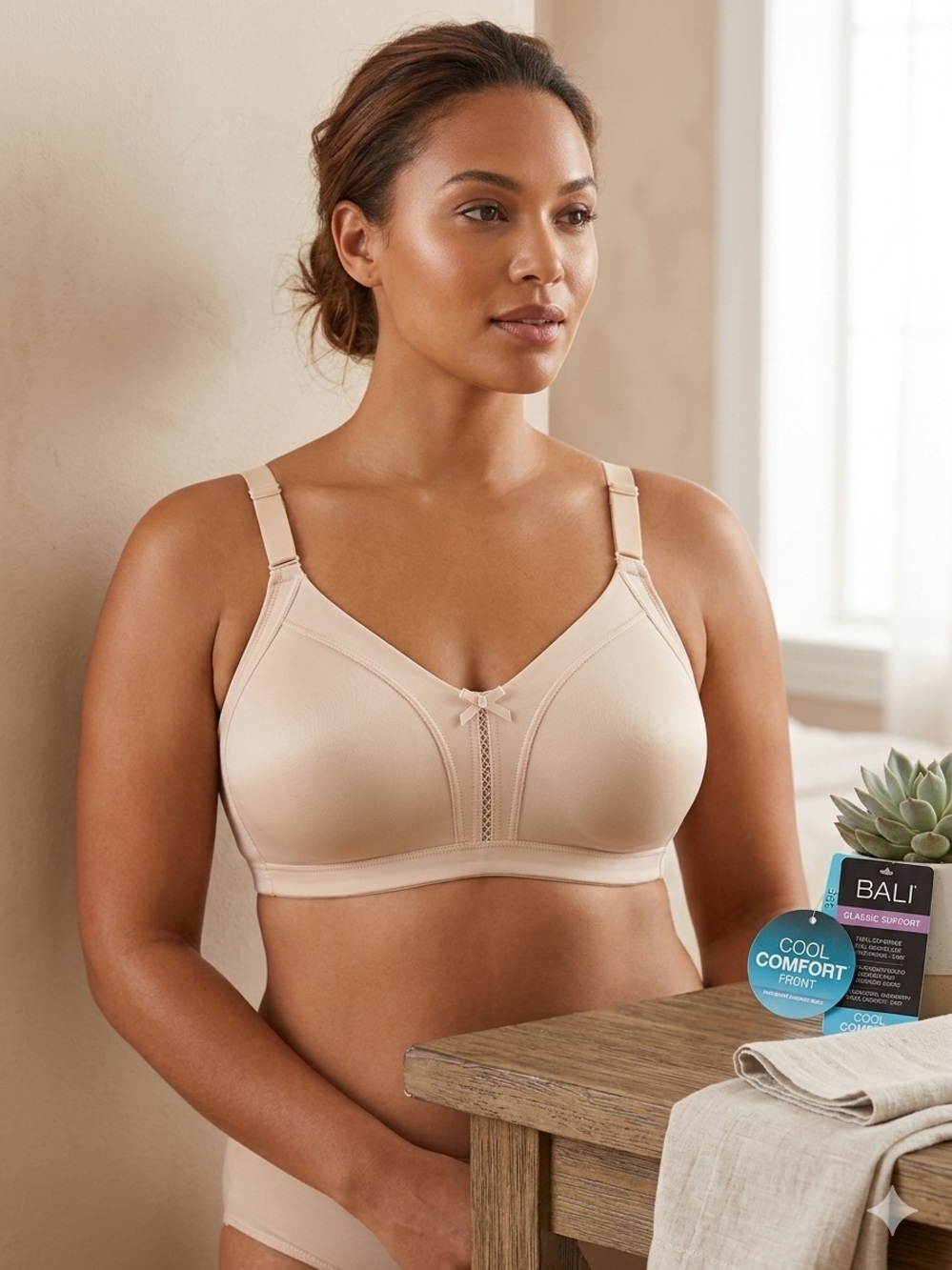 NWT Bali Classic Support Cool Comfort Bra - Size 34- 36C - Beige/Neutral 44.00